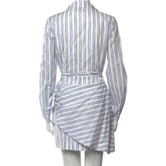 Marjorelle Med Women's Stripe Wrap Shirt Dress Long Sleeve Belted Knee Length - Picture 6 of 8